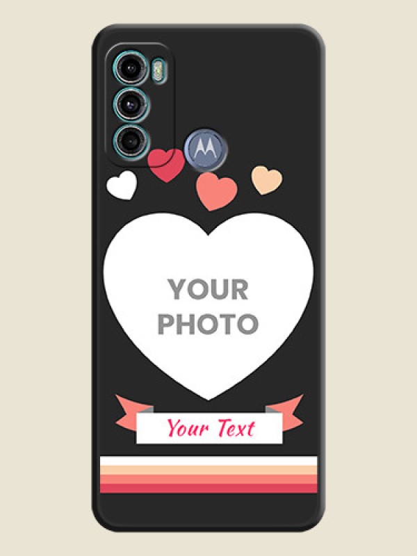 Custom Love Shaped Photo with Colorful Stripes on Personalised Space Black Soft Matte Cases - Motorola Moto G60 - alternate view