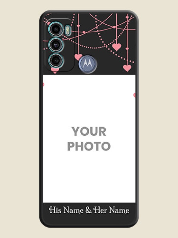 Custom Pink Love Hangings with Text on Space Black Custom Soft Matte Back Cover - Motorola Moto G60 - alternate view