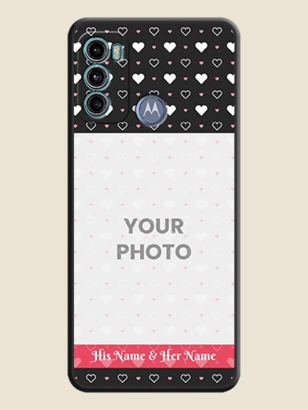 Custom White Color Love Symbols with Text Design on Photo on Space Black Soft Matte Phone Cover - Motorola Moto G60 - alternate view