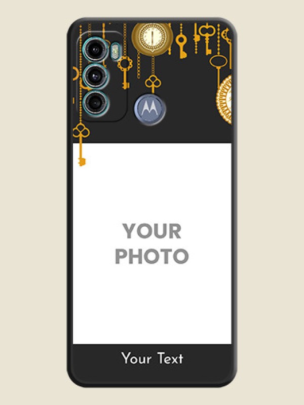 Custom Decorative Design with Text on Space Black Custom Soft Matte Back Cover - Motorola Moto G60 - alternate view