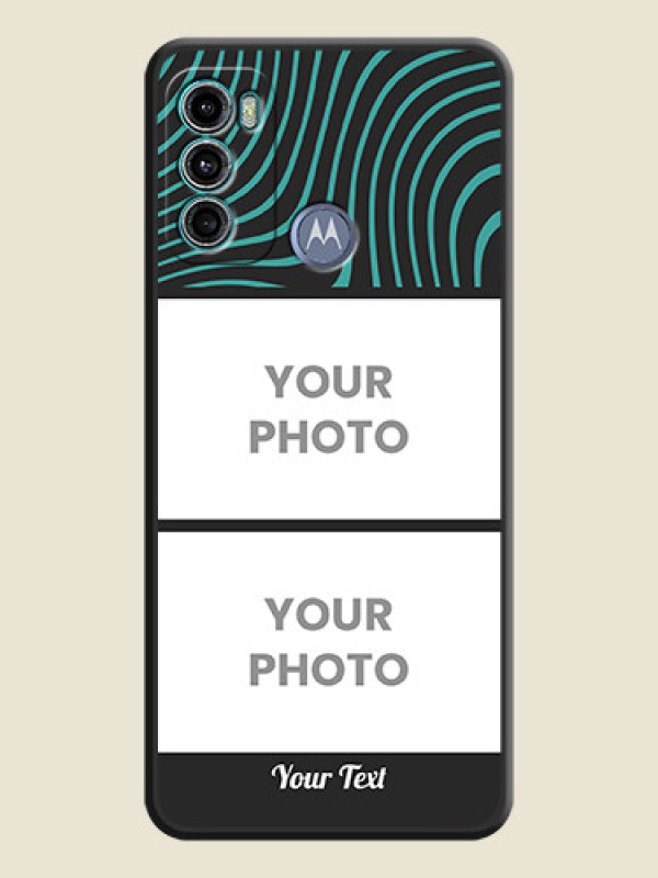 Custom Wave Pattern with 2 Image Holder on Space Black Personalized Soft Matte Phone Covers - Motorola Moto G60 - alternate view