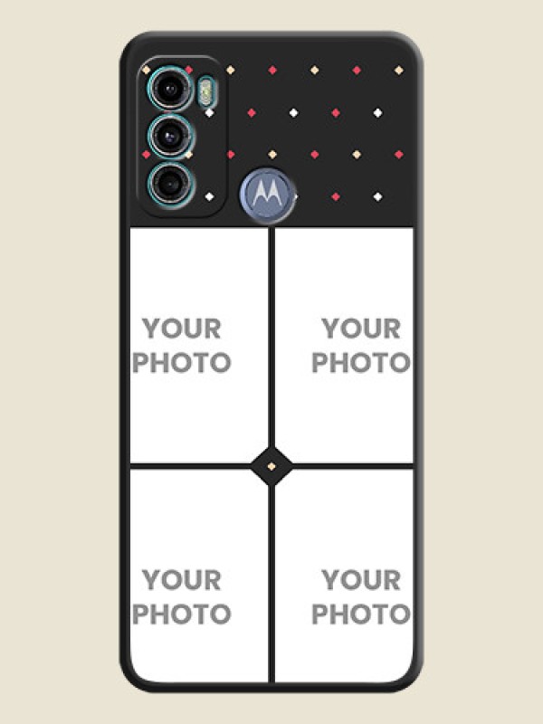 Custom Multicolor Dotted Pattern with 4 Image Holder on Space Black Custom Soft Matte Phone Cases - Motorola Moto G60 - alternate view