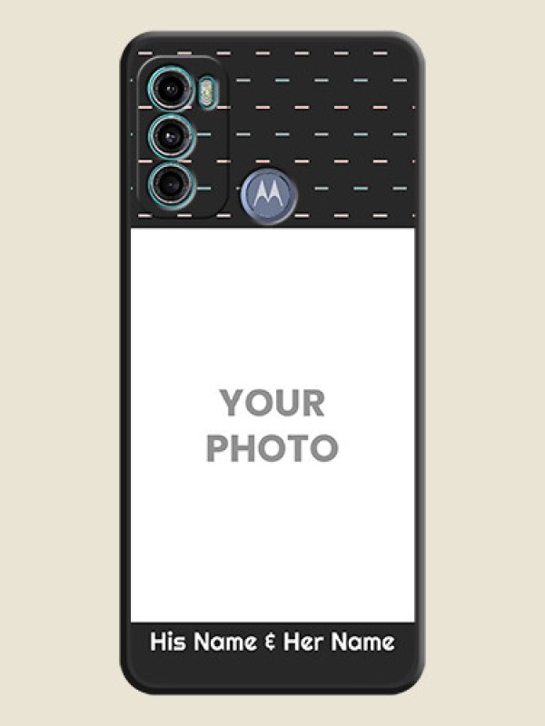 Custom Line Pattern Design with Text on Space Black Custom Soft Matte Phone Back Cover - Motorola Moto G60 - alternate view