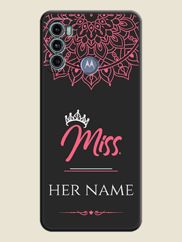 Custom Mrs Name with Floral Design on Space Black Personalized Soft Matte Phone Covers - Motorola Moto G60 - alternate view