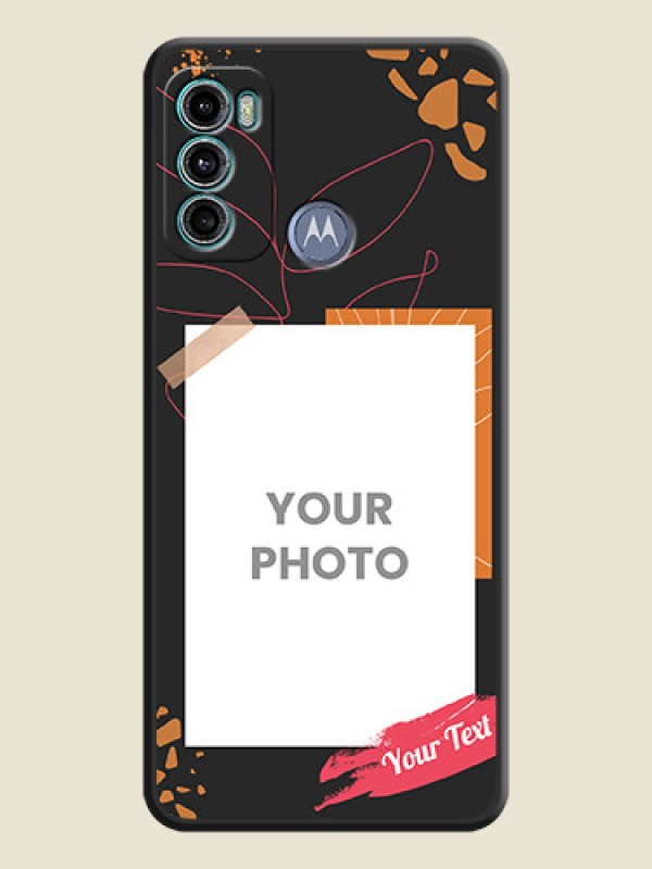 Custom Orange Photo Frame on Space Black Custom Soft Matte Phone Back Cover - Motorola Moto G60 - alternate view