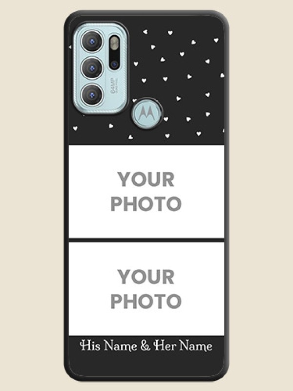 Custom Miniature Love Symbols with Name on Space Black Custom Soft Matte Back Cover - Moto G60s - alternate view