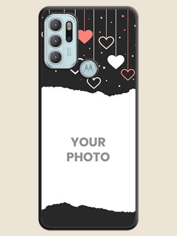 Custom Love Hangings with Splash Wave Picture on Space Black Custom Soft Matte Phone Back Cover - Moto G60s - alternate view
