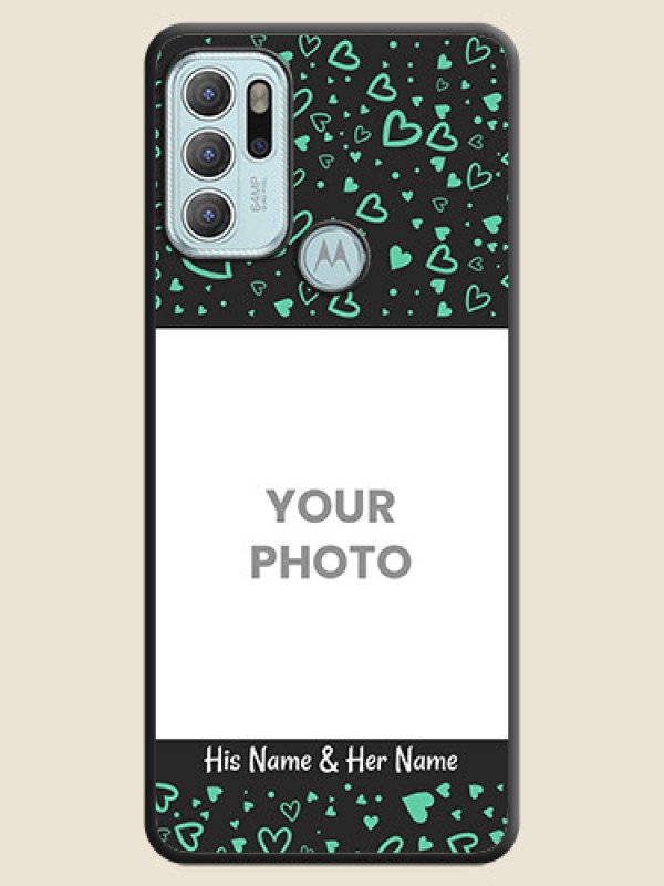 Custom Sea Green Indefinite Love Pattern on Photo on Space Black Soft Matte Mobile Cover - Moto G60s - alternate view
