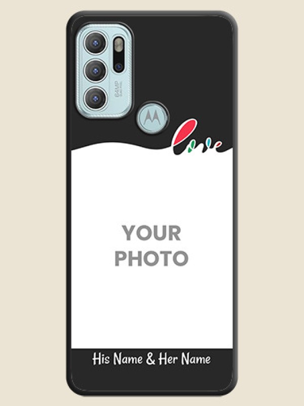 Custom Fall in Love Pattern with Picture on Photo on Space Black Soft Matte Mobile Case - Moto G60s - alternate view