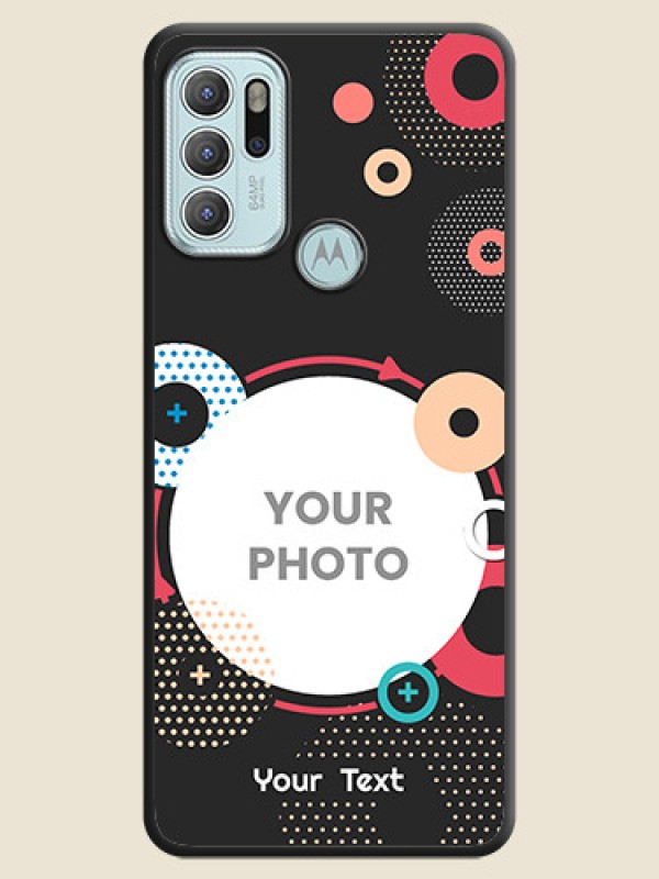 Custom Multicoloured Round Image on Personalised Space Black Soft Matte Cases - Moto G60s - alternate view