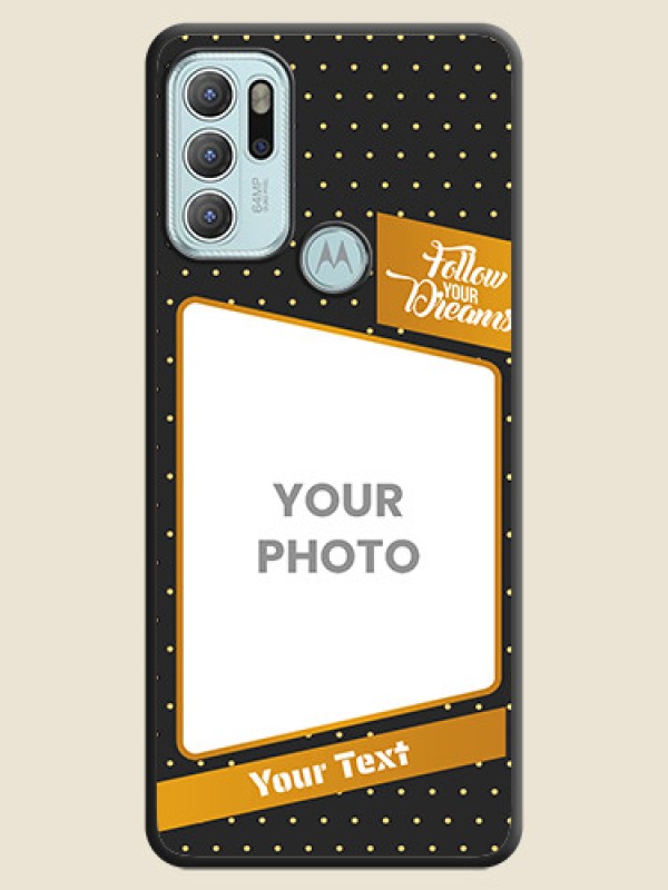 Custom Follow Your Dreams with White Dots on Space Black Custom Soft Matte Phone Cases - Moto G60s - alternate view