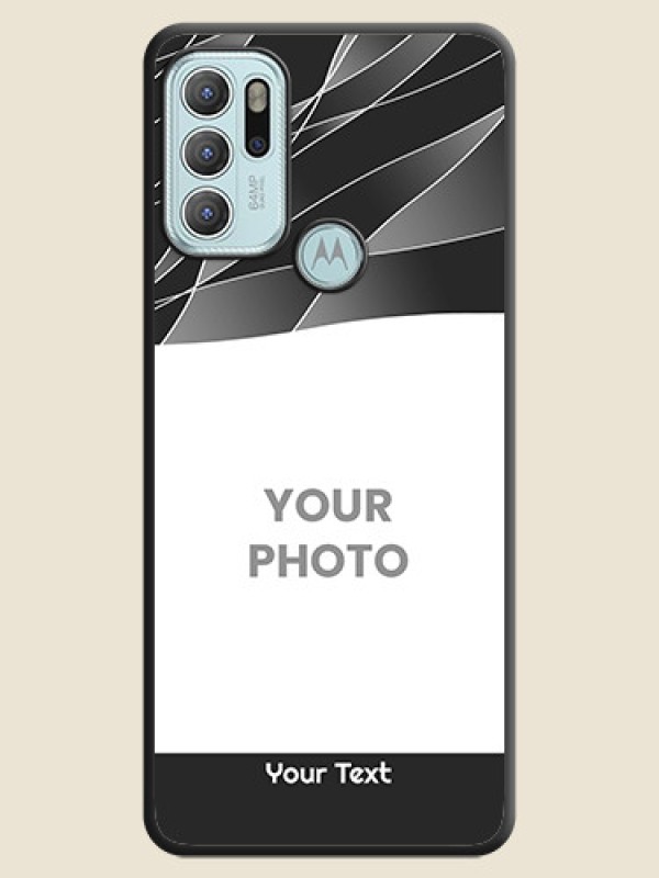 Custom Mixed Wave Lines on Photo on Space Black Soft Matte Mobile Cover - Moto G60s - alternate view