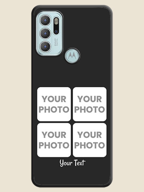 Custom Floral Art with 6 Image Holder on Photo on Space Black Soft Matte Mobile Case - Moto G60s - alternate view