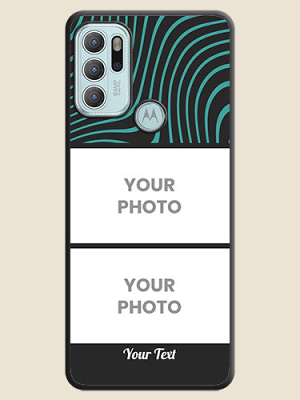 Custom Wave Pattern with 2 Image Holder on Space Black Personalized Soft Matte Phone Covers - Moto G60s - alternate view