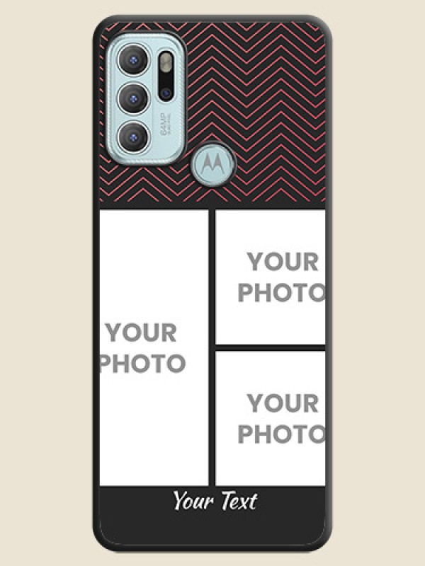 Custom Wave Pattern with 3 Image Holder on Space Black Custom Soft Matte Back Cover - Moto G60s - alternate view