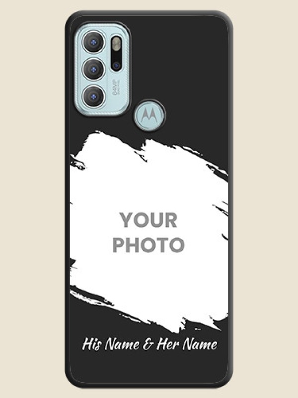 Custom Grunge Brush Strokes on Photo on Space Black Soft Matte Back Cover - Moto G60s - alternate view