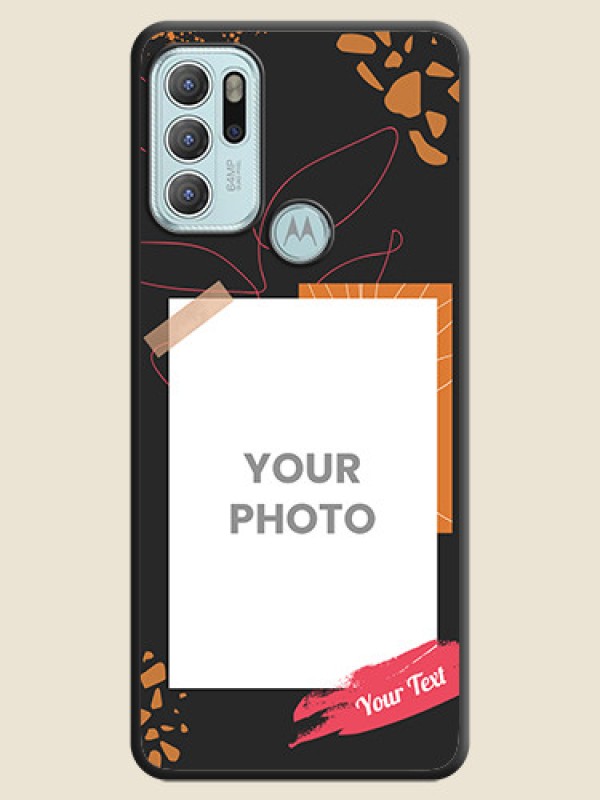 Custom Orange Photo Frame on Space Black Custom Soft Matte Phone Back Cover - Moto G60s - alternate view
