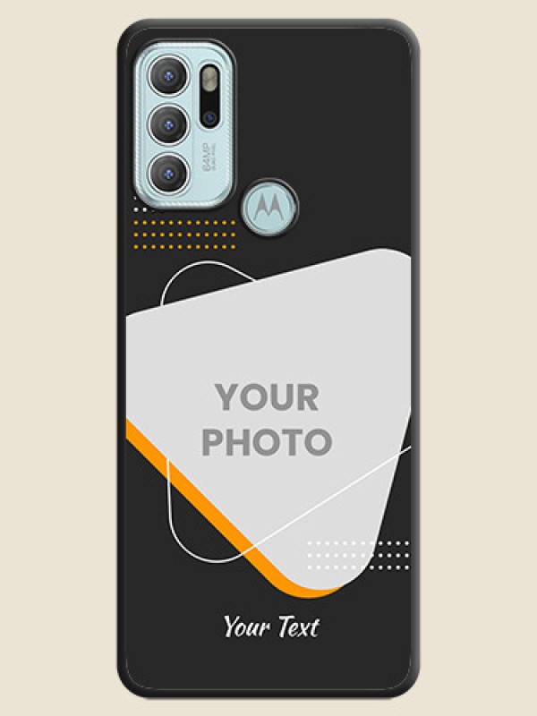 Custom Yellow Triangle on Photo on Space Black Soft Matte Phone Cover - Moto G60s - alternate view