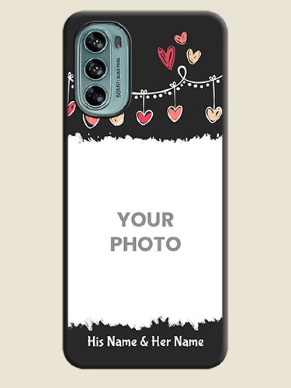 Custom Pink Love Hangings with Name on Space Black Custom Soft Matte Phone Cases - Moto G62 - alternate view