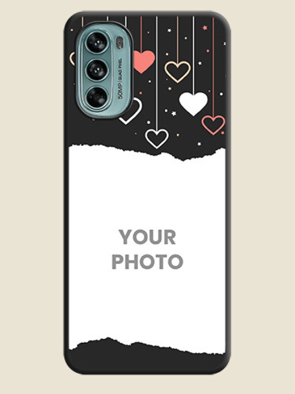 Custom Love Hangings with Splash Wave Picture on Space Black Custom Soft Matte Phone Back Cover - Moto G62 - alternate view