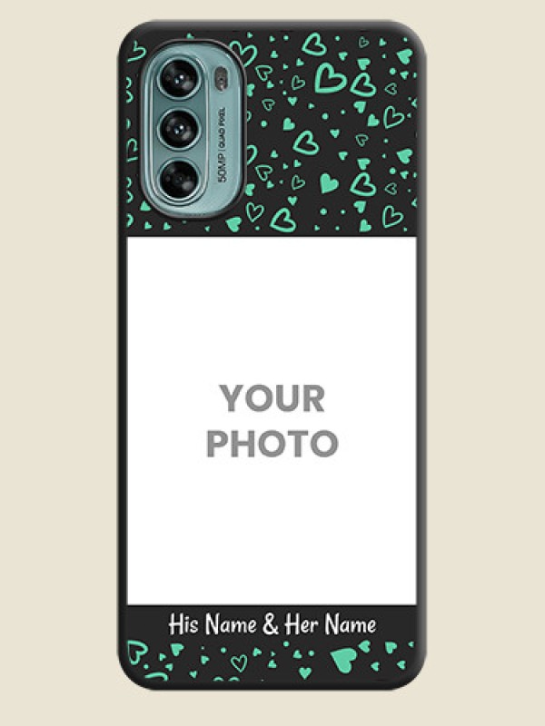 Custom Sea Green Indefinite Love Pattern on Photo on Space Black Soft Matte Mobile Cover - Moto G62 - alternate view