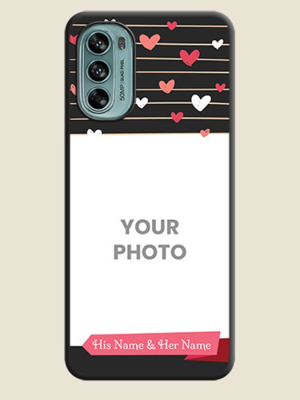 Custom Love Pattern with Name on Pink Ribbon  on Photo on Space Black Soft Matte Back Cover - Moto G62 - alternate view