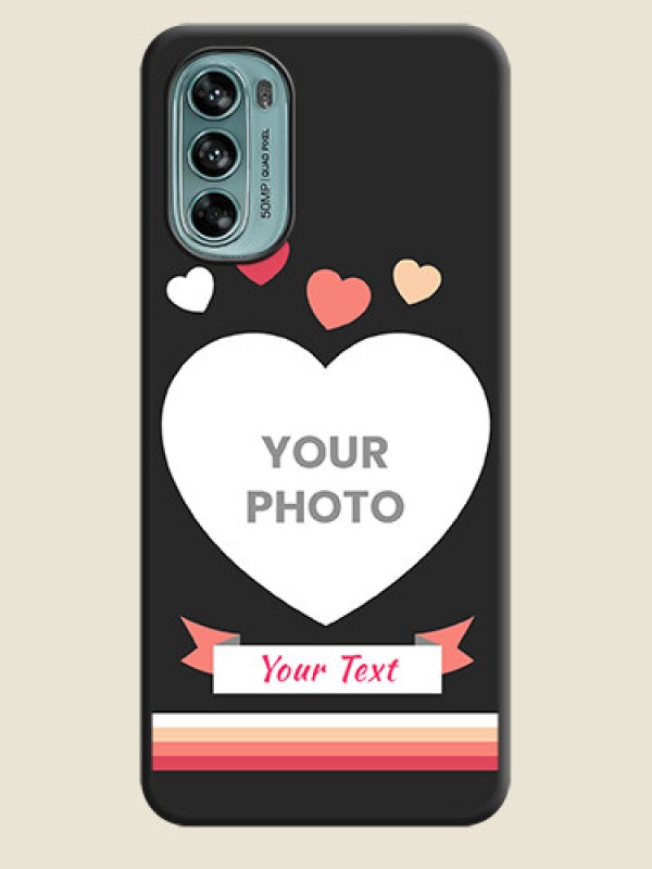 Custom Love Shaped Photo with Colorful Stripes on Personalised Space Black Soft Matte Cases - Moto G62 - alternate view