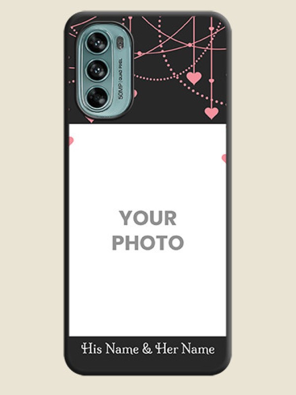 Custom Pink Love Hangings with Text on Space Black Custom Soft Matte Back Cover - Moto G62 - alternate view
