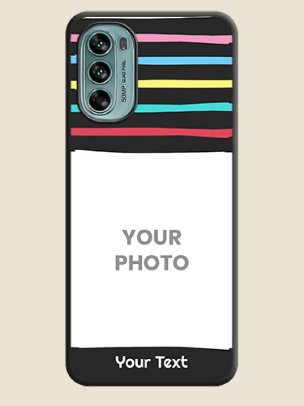 Custom Multicolor Lines with Image on Space Black Personalized Soft Matte Phone Covers - Moto G62 - alternate view