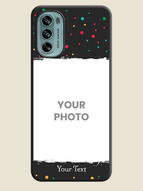 Custom Multicolor Dotted Pattern with Text on Space Black Custom Soft Matte Phone Back Cover - Moto G62 - alternate view