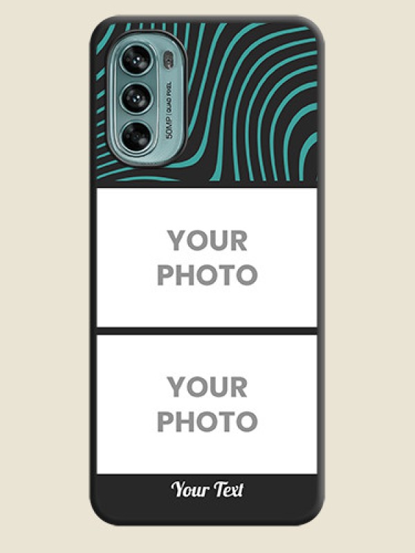 Custom Wave Pattern with 2 Image Holder on Space Black Personalized Soft Matte Phone Covers - Moto G62 - alternate view