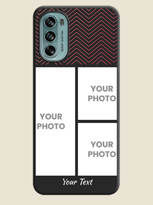 Custom Wave Pattern with 3 Image Holder on Space Black Custom Soft Matte Back Cover - Moto G62 - alternate view