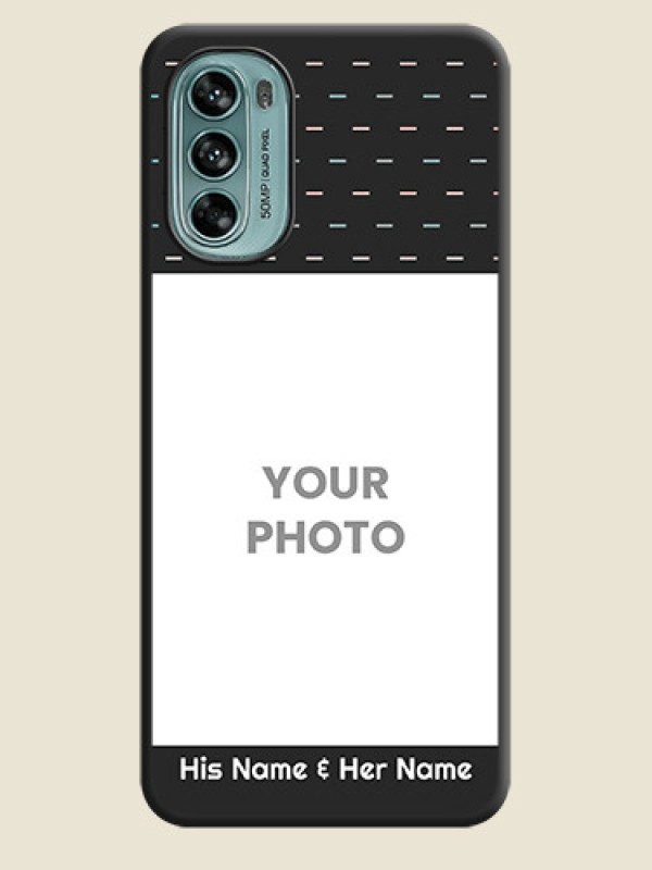 Custom Line Pattern Design with Text on Space Black Custom Soft Matte Phone Back Cover - Moto G62 - alternate view