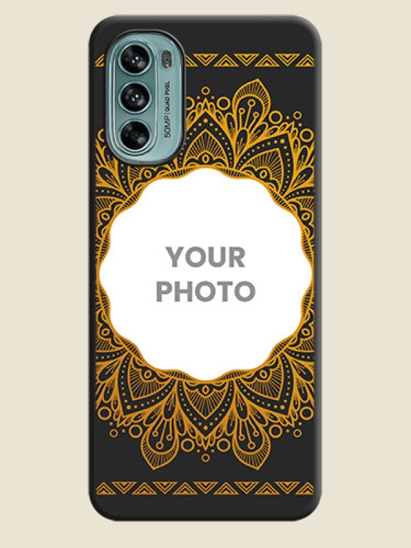 Custom Round Image with Floral Design on Photo on Space Black Soft Matte Mobile Cover - Moto G62 - alternate view