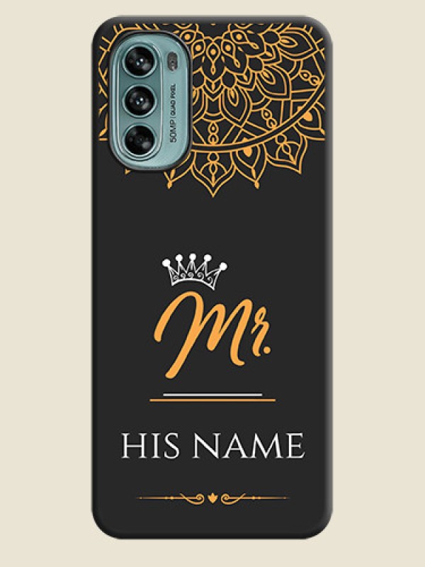 Custom Mr Name with Floral Design  on Personalised Space Black Soft Matte Cases - Moto G62 - alternate view