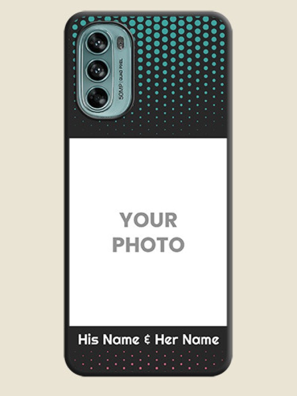 Custom Faded Dots with Grunge Photo Frame and Text on Space Black Custom Soft Matte Phone Cases - Moto G62 - alternate view