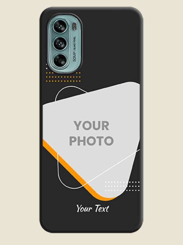 Custom Yellow Triangle on Photo on Space Black Soft Matte Phone Cover - Moto G62 - alternate view