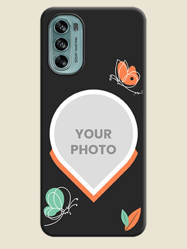 Custom Upload Pic With Simple Butterly Design On Space Black Personalized Soft Matte Phone Covers -Motorola Moto G62 - alternate view