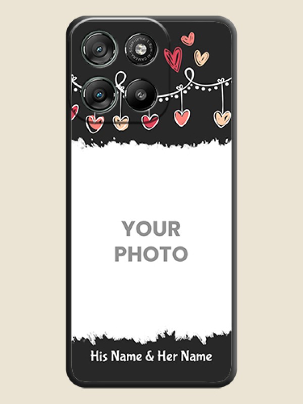 Custom Pink Love Hangings with Name On Space Black Custom Soft Matte Mobile Back Cover - Motorola Moto G67 Power - alternate view