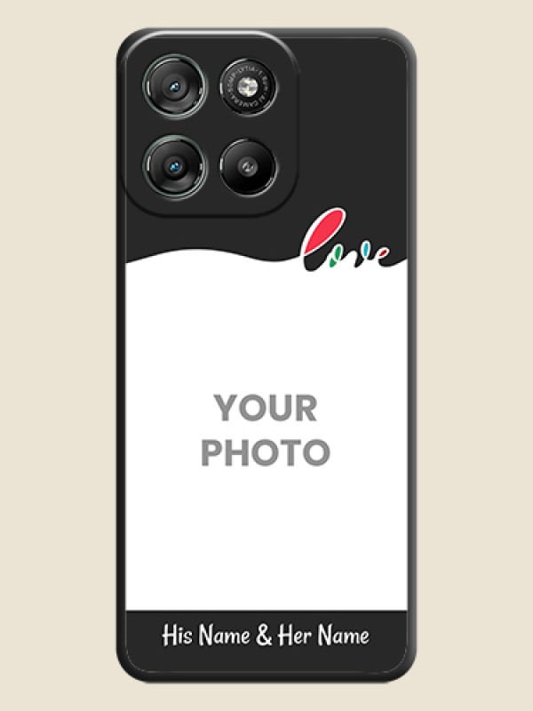 Custom Fall in Love Pattern with Picture on Photo On Space Black Custom Soft Matte Mobile Back Cover - Motorola Moto G67 Power - alternate view