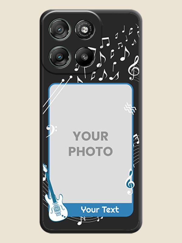 Custom Musical Theme Design with Text on Photo On Space Black Custom Soft Matte Mobile Back Cover - Motorola Moto G67 Power - alternate view