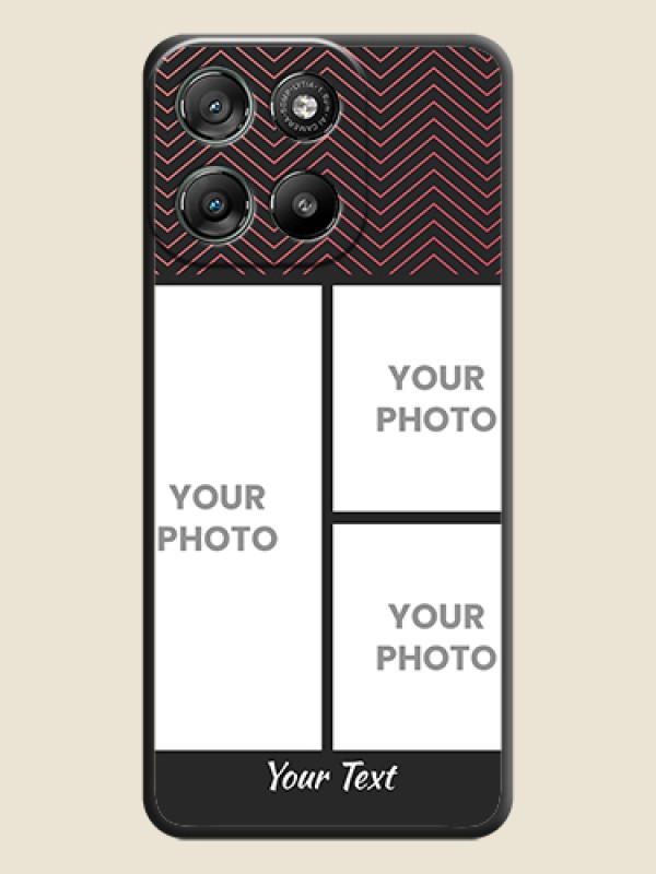 Custom Wave Pattern with 3 Image Holder On Space Black Custom Soft Matte Mobile Back Cover - Motorola Moto G67 Power - alternate view