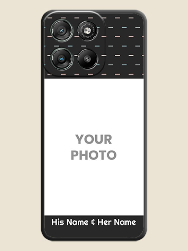 Custom Line Pattern Design with Text On Space Black Custom Soft Matte Mobile Back Cover - Motorola Moto G67 Power - alternate view