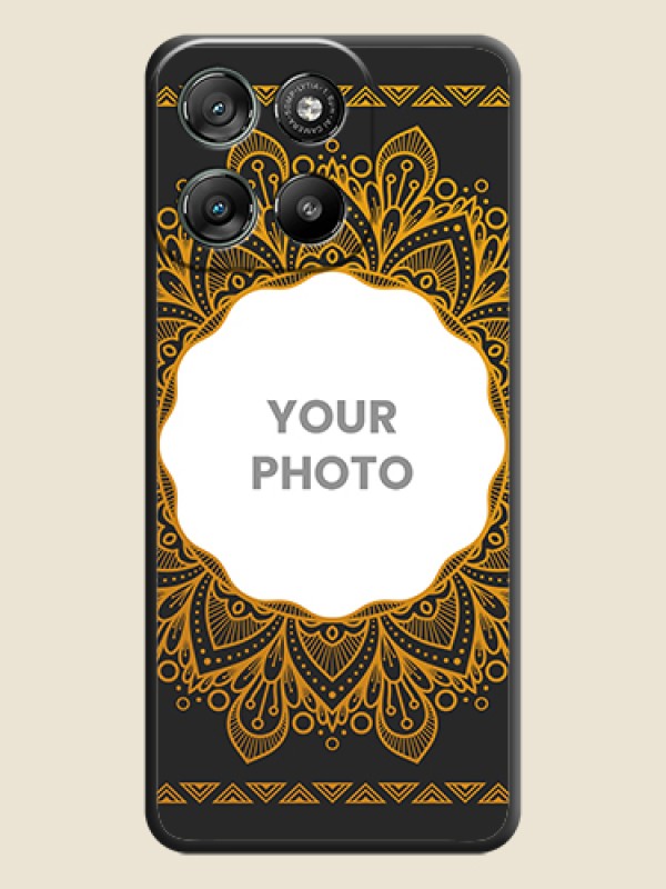 Custom Round Image with Floral Design On Space Black Custom Soft Matte Mobile Back Cover - Motorola Moto G67 Power - alternate view