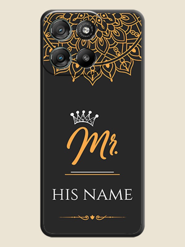 Custom Mr Name with Floral Design On Space Black Custom Soft Matte Mobile Back Cover - Motorola Moto G67 Power - alternate view