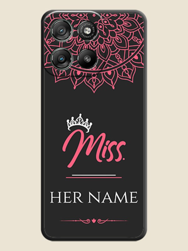 Custom Mrs Name with Floral Design On Space Black Custom Soft Matte Mobile Back Cover - Motorola Moto G67 Power - alternate view