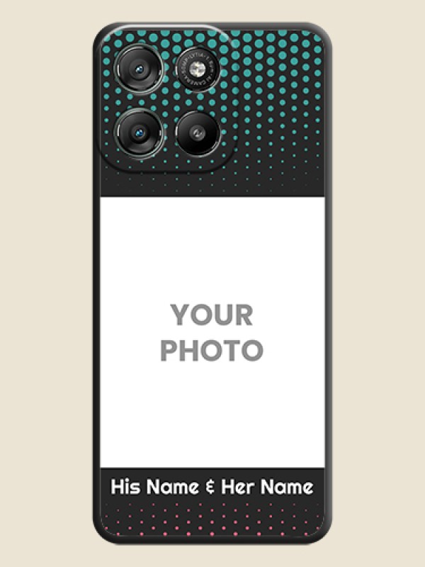 Custom Faded Dots with Grunge Photo Frame and Text On Space Black Custom Soft Matte Mobile Back Cover - Motorola Moto G67 Power - alternate view