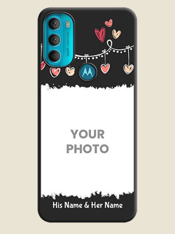 Custom Pink Love Hangings with Name on Space Black Custom Soft Matte Phone Cases - Moto G71 5G - alternate view