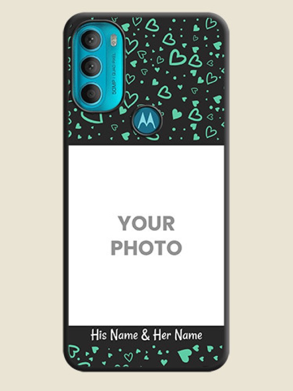 Custom Sea Green Indefinite Love Pattern on Photo on Space Black Soft Matte Mobile Cover - Moto G71 5G - alternate view