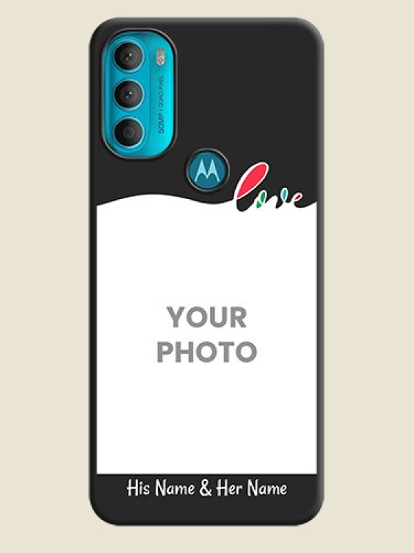 Custom Fall in Love Pattern with Picture on Photo on Space Black Soft Matte Mobile Case - Moto G71 5G - alternate view